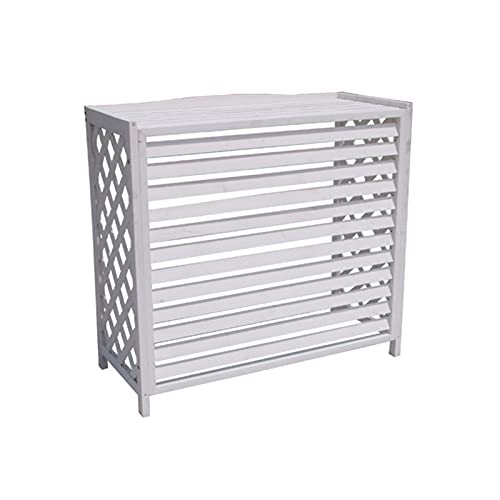 Wooden Air Conditioner Covers Plant Stand, Hide Air Conditioning Units Fences for Outdoor, 3-Panel Privacy Screen, Easy to Install (Color : White)
