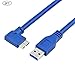 Bluwee SuperSpeed USB 3.0 Cable - Type A Male to Right Angle Micro-B Cord - 2 Feet(0.6 Meters) - Round Blue