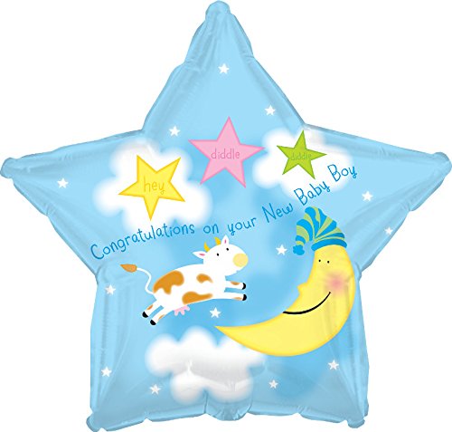 Creative Converting CTI Mylar Balloons, Hey Diddle Boy Star, 17", Blue pack of 5