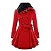 Women's Fashion Faux Fur Double-breasted Thick Wool Trench Coat Fleece Blend Jacket