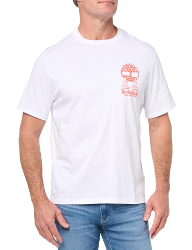 Timberland Men's for The Outdoors Short Sleeve Graphic T-Shirt, White, Medium