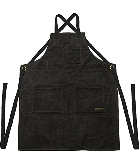 Readywares Waxed Canvas Utility Apron, Cross-back Straps (Black)