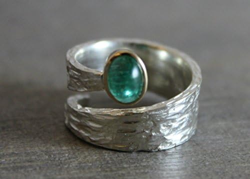 Emerald Sterling Silver Mixed Metals 18kt Yellow Gold Ring Size 6 Graduation gift idea
