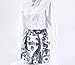My Sky Women 3D Ahegao Print Stretchy Flared Pleated High Waist Skirt Casual Mini Skirt Black and White