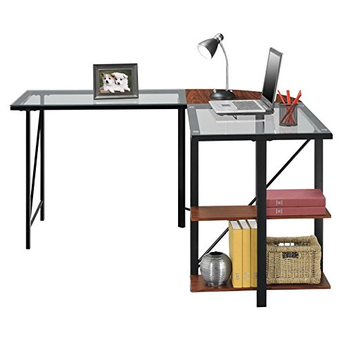 Ameriwood Home Cruz Glass Top L Desk, Cherry on Galleon Philippines