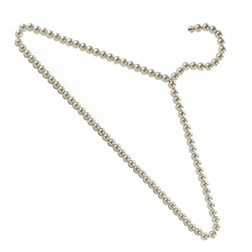 TOOGOO(R) Pack of 2 Premium Metal Elegant Clothes Hangers Covered In Pearl Beads - 15.7 Inches