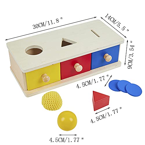 Kghios Montessori Box w/ Bins Coin Box Object Permanence Box with
