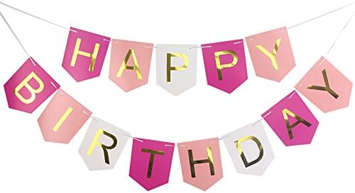 Simla Decor Gold Foiled Letters Happy Birthday Bunting Banner Birthday Party Decoration For All Ages (Mix 02)