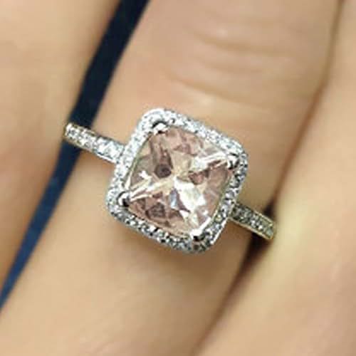 Amazon.com: Vintage Natural Cushion Cut Halo Morganite Engagement Ring 14k Rose Gold or Yellow Amazon.com: Vintage Natural Cushion Cut Halo Morganite Engagement Ring 14k Rose Gold or Yellow