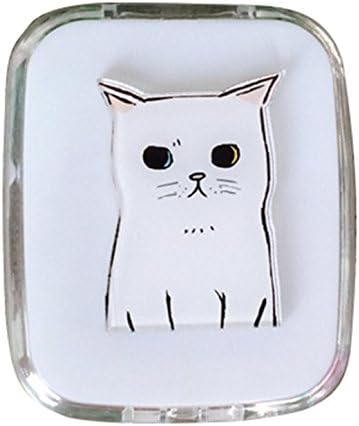 Mini White Cat Eye Care Contact Lenses Case Travel Kit Cosmetic Lens Box with Mirror Holder(C3)