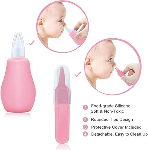 Baby Grooming Kit, Infant Safety Care Set with Hair Brush Comb Nail Clipper Nasal Aspirator,Baby Essentials Kit for Newborn Girls Boys (Pink Baby Grooming kit)