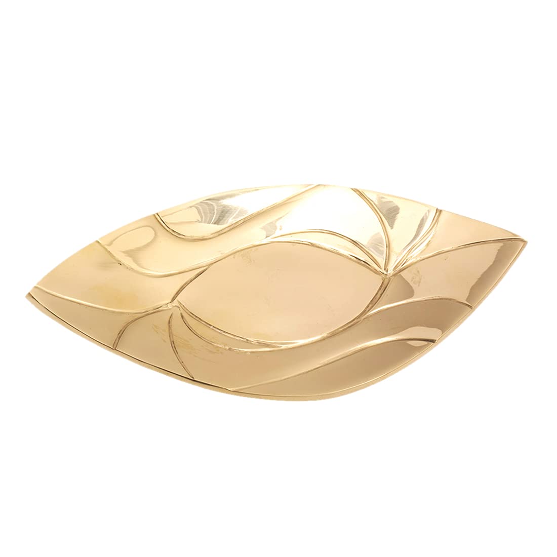 NKlaus candle plate oval 21x11cm inside brass gold coaster with pattern modern deco 10523