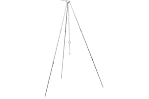 Sutekus Camping Tripod Camp Fire Tripod Portable Campfire Cooking Dutch Oven Tripod and Lantern Hanger silver