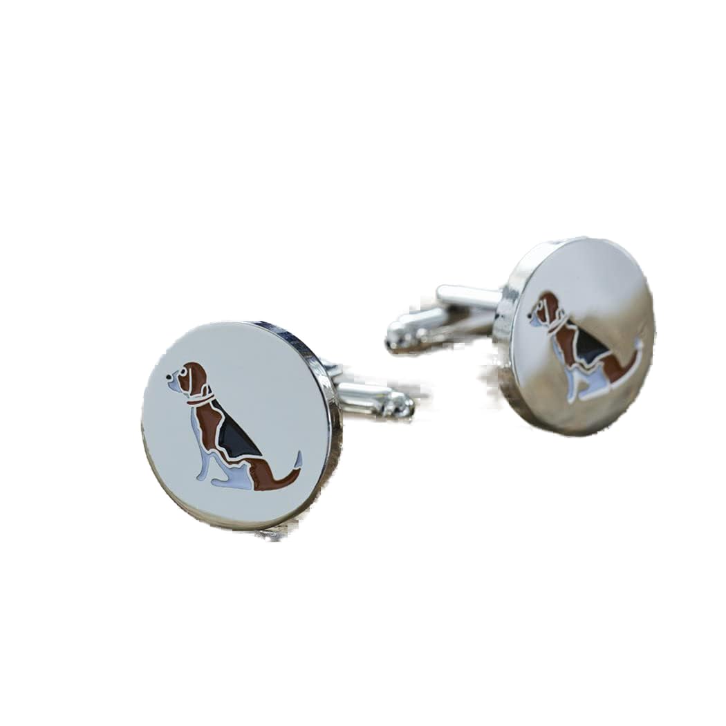 Sweet William Beagle Cufflinks | Silver plated Men Cufflinks for Beagle or any dog lover | 18 mm x 3 mm