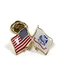 US Army Lapel Pin Cruzado con la bandera americana, doble Waving, fabricado en EE. UU.