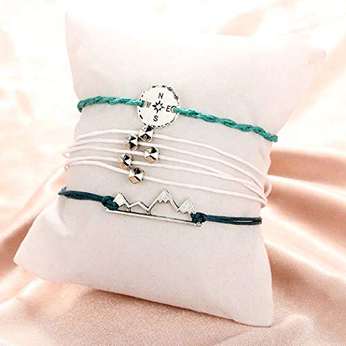 Yalice Boho Anklets with Mountain Compass Rope Ankle Bracelet Beach Foot Chain for Women and Girls