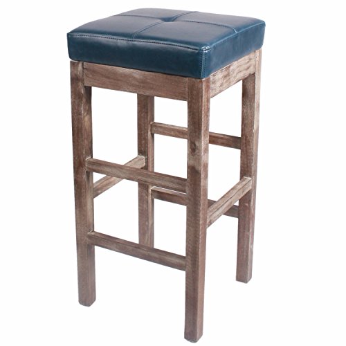 New Pacific Direct Valencia Backless Bonded Leather Bar Stool 31",Distressed Brown Legs,Vintage