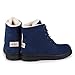 Susanny Suede Flat Platform Sneaker Shoes Plus Velvet Winter Women's Lace Up Blue Cotton Snow Boots 8.5 B (M) US
