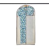 Smart Design Gusseted Dress Garment Bag w/ Clear Window - Includes Zipper Closure & Travel Loop - for Dresses, Coats, & Pants Storage Organization - (24 x 54 Inch) [Beige]