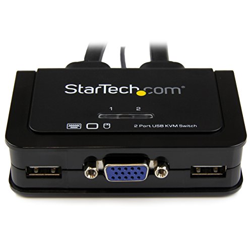 StarTech.com 2 Port USB VGA Cable KVM Switch USB Powered with Remote Switch Dual Port VGA KVM Switch