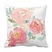 Emvency Throw Pillow Cover Peonies Summer Bouquet Watercolor Pastel Decorative Pillow Case Girly Home Decor Square 18 x 18 Inch Cushion Pillowcase