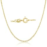 18K Gold over Sterling Silver 1mm Cable Chain Necklace