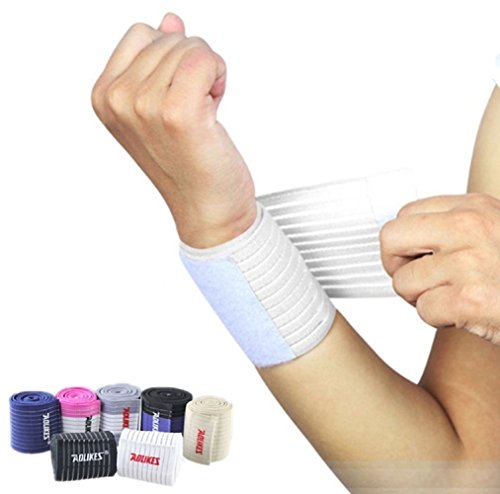 Rungear Wrist Compression Strap and Support, (1 Pair) Sports Wrist Support Brace with Elastic Bandage Wraps for Weightlifting Tennis Tendonitis Arthritis Therapy (White) - Thumbnail 7