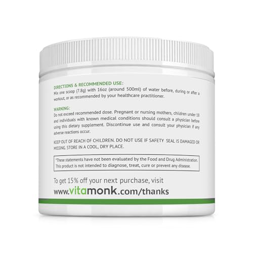 VitaMonk Clean EAA - EAAs with No Artificial Sweeteners for Pre-Workout, Energy and Recovery - Max Bioavailable EAA Powder with 9 Essential Amino Acids - Natural Lemonade Flavor