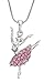 Pink Dancing Ballerina Dancer Dance Pendant Necklace Charm Women Ballet Jewelry