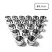 Strova Magnetic Spice Tins (20-Piece Set) Dual-Purpose Sift and Pour Holes | Round, Stainless Steel Cans w/Transparent Shaker Tops | Incl. 150 Pre-Printed Sticker Labels