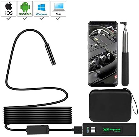 Skybasic (Upgraded) WiFi Endoscope, Semi-rigid Wireless Borescope Inspection Camera 1200P HD Snake Camera for Android and IOS Smartphone, iPhone, Samsung, Tablet,16.5FT(5M)
