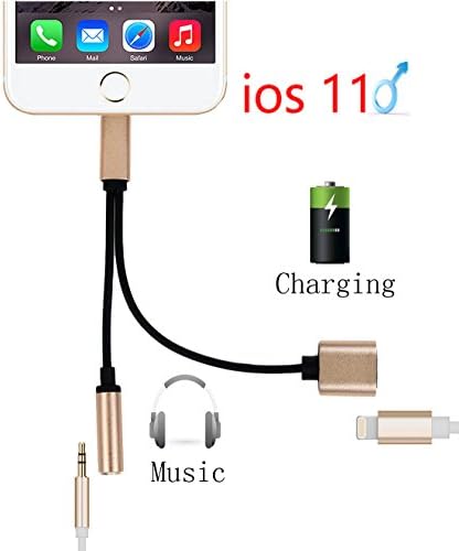 latest version in 1 Lightning to 3.5mm Audio Adapter, Lightning Charger, Lightning to 3.5mm Aux Headphone Jack Adapter for iphone X  iphone8 iphone7  (Audio + Charge) Compatible with iOS 11