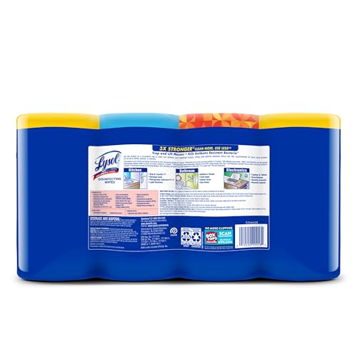 LYSOL DISINFECTING WIPES BUNDLE, HOME APARTMENT DORM ROOM ESSENTIALS AND CLEANING SUPPLIES, ALL PURPOSE CLEANER, MULTI-SURFACE CLEANING WIPES, MULTI-SCENT SANITIZING WIPES BUNDLE, 80 COUNT (4PK)