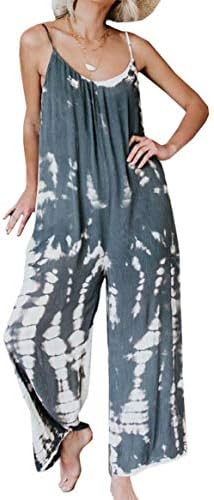 MAXIMGR Harem Jumpsuit Romper Women Strap Printed Bohemian Boho Loose Tie Dye Handkerchief Jumpsuits