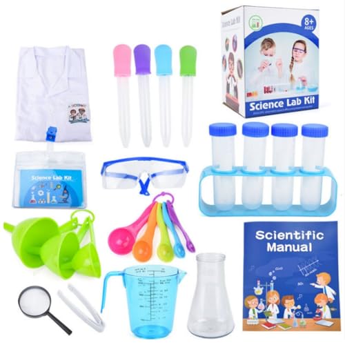 AM ANNA Kids Experiments Science Kit with Lab Coat, Scientist Costume Role Play Tools Educational Learning Set,Scientist Costume Dress Up and Role Play Toys Gift for Boys Girls Kids