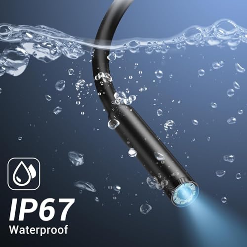 Cámara endoscópica, boroscopio HD de 1920P con 8 luces LED ajustables, cámara de inspección con cable de serpiente semirrígido de 16,5 pies a prueba de agua IP67 para iPhone, iPad y teléfonos Android