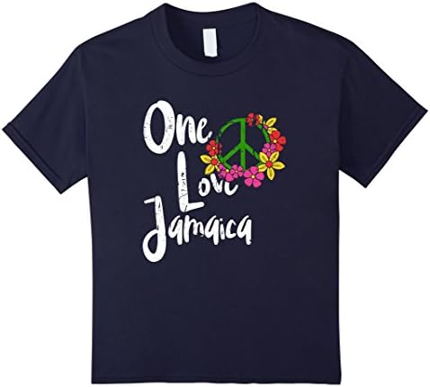 Kids One Love Jamaica Peace Sign! Jamaican Vacation T-Shirt 10 Navy