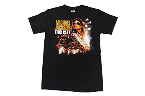 Micheael Jackson Stars & Glitter This Is It Black T Shirt Adult Size Medium