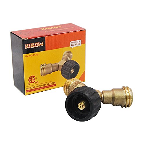 KIBOW Propane Y-Splitter Tee Adapter-100% Solid Brass-Work with BBQ Grills, Camping Stoves, Gas Burners, Propane Appliances