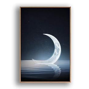 Framed Canvas Wall Art for Living Room, Bedroom Moon with Bright Canvas Prints for Modern Home Decoration Ready to Hang - 16"x24" inches