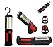 Cordless Rechargeable 2200mAh COB LED Flashlight 650Lm 7W Work Light Lamp Magnetic Support Stand Swivel Hook Great for Camping Household Workshop Automobile (Red)