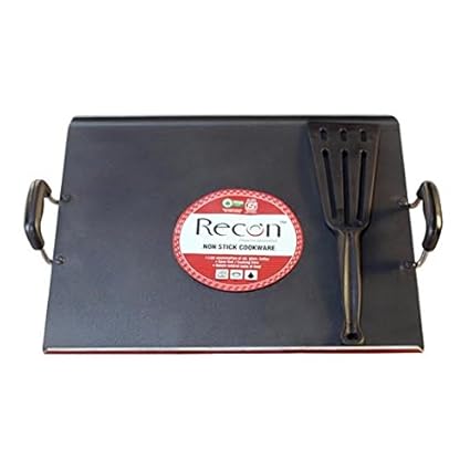 Rasoishop Recon Aluminium with Teflon Coating Flat Pathri Tawa, 2.2 Kg, Black