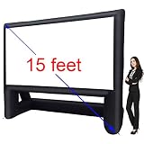 15' Inflatable Outdoor Projector Movie Screen - Package with Rope, Blower + Tent Stakes - Great for Outdoor Backyard Pool Fun (15 feet)