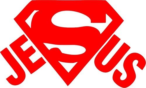 All About Families Jesus Superman Emblem Logo Decal Sticker ~ Die Cut Decal Sticker for Tuck car Windows Laptop Phone case Bumper yeti Cup Mugs Helmet car Door Wall Decoration ~ 5" X 3"