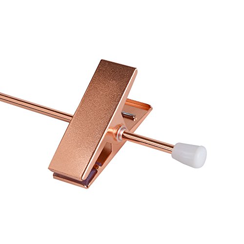 Amber Home Add-On Shiny Rose Copper Gold Metal Clothes Pant Skirt Slack Hangers Clothing Hangers with 2-Adjustable Clips (12 Pack)