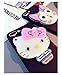 BONTOUJOUR Super Lovely iPhone 7 Plus/iPhone 8 Plus Case, Creative Multifunction Cartoon Soft TPU Phone Case with Hello Kitty Cat Flower Mirror on Back + Lanyard - Hello Kitty Black