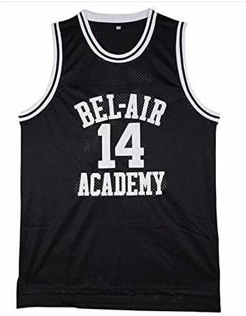 CoreSpot Will Smith #14 "Fresh Prince of Bel Air" Academy Black Basketball Jersey S-3XL … (L)