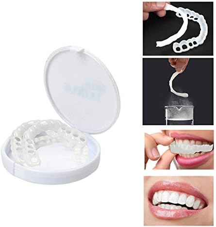 Teeth Whitening Teeth Cover, Comfort Fit Flex Teeth Veneers Upper Teeth + Lower Teeth Set for Perfect Smile, No Pain No Shots No Drilling, 1 Pair