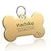 YVYOO Custom Dog Collar Stainless Steel Dog cat tag Free Engraving Pet Dog Collar Accessories ID tag Name Telephone Personalized (Golden Bone, M)