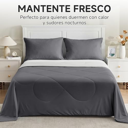 HOMFINE Cooling Blanket for People – Double-Sided Summer Blanket for Sofa Bed Summer Q-MAX>0.4 Soft Cooling Blanket, Cooling Blanket, Anti Static, Grey, 200 x 220 cm